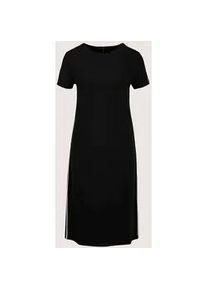 Madeleine Mode Midikleid MADELEINE "Jerseykleid Viskosekleid mit Kontraststreifen", Damen, Gr. 38, N-Gr, schwarz, wei&szlig;, Obermaterial: 60% Viskose CV. 35% Polyester PES. 5% Elasthan EL., Modern, tailliert, Kleider Midikleid, Rei&szlig;verschluss hinten