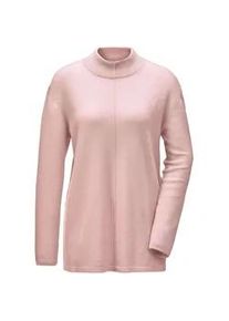 Strickpullover GOLDNER "Kuschelweicher Kaschmirpullover mit Kragen", Damen, Gr. 46, rosa (puder), Obermaterial: 100% Kaschmir WS., Rippe, Pullover Strickpullover, Dekorative Naht im Vorderteil