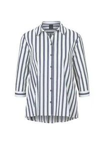 Kurzarmbluse GOLDNER "Schlichte Baumwoll-Bluse mit 3/4-Arm", Damen, Gr. 46, wei&szlig; (wei&szlig;, marine, gestreift), Obermaterial: 97% Baumwolle CO. 3% Elasthan EL., normal, Manschette, Blusen, Ohne