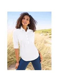 Langarmbluse Casual Looks, Damen, Gr. 42, ecru, 50% Baumwolle, 50% Polyester, unifarben, Blusen