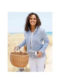 Fleecejacke Casual Looks, Damen, Gr. 48, jeansblau, meliert, 100% Polyester, Besatz:8% Elasthan, 92% Polyester, meliert, Jacken Fleecejacke