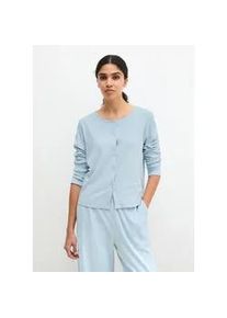 Marc O'Polo Cardigan MARC O'POLO "Mix N Match Airy Cotton Rib", Damen, Gr. M, niagara mist, Rippware, Obermaterial: 98% Baumwolle, 2% Elasthan, Basic h&uuml;ftlang, Rundhals, Strickjacken, mit langen &Auml;rmeln und Kn&ouml;pfen, Baumwollmix