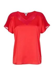 Kurzarmshirt Alba Moda "Shirt Shirt mit Spitzen am Ausschnitt", Damen, Gr. 34, rot, Obermaterial: 100% Polyester PES., Modern, figurumspielend, Shirts