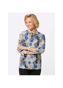 Poloshirt Classic Basics "Poloshirt", Damen, Gr. 52, grau (steingrau, royalblau, bedruckt), 100% Baumwolle, gebl&uuml;mt, gemustert, mehrfarbig, Shirts