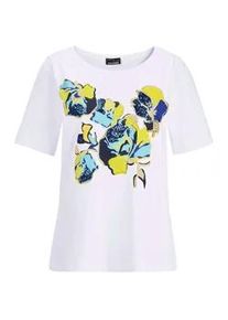 Print-Shirt GOLDNER "Shirt", Damen, Gr. 44, wei&szlig; (wei&szlig;, gemustert), Obermaterial: 95% Baumwolle CO. 5% Elasthan EL., figurumspielend, Gerade, Shirts, Aufwendige Stickerei