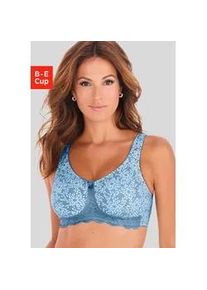 Entlastungs-BH Nuance, Damen, Gr. 90, Cup D, blau (blau, wei&szlig;), Spitze, Obermaterial: 85% Baumwolle, 10% Polyamid, 5% Elasthan, BHs Entlastungs-BH, ohne B&uuml;gel aus angenehmer Baumwolle, Topseller