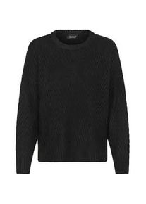 Strickfleece-Pullover oxmo "Strickpullover OXIBOMMA", Damen, Gr. M, schwarz, Obermaterial: 93% Polyester PES. 5% Wolle mw. 2% Elasthan EL., Pullover