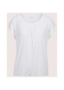 Madeleine Mode Kurzarmshirt MADELEINE "Shirt Leichtes Kurzarm-Shirt mit Rundhalsausschnitt", Damen, Gr. 44, wei&szlig; (wollwei&szlig;), Obermaterial: 95% Polyester PES. 5% Elasthan EL., Modern, normal, Shirts