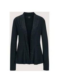 Madeleine Mode Langarmshirt MADELEINE "Shirtjacke Elegante Jersey-Jacke mit Schalkragen", Damen, Gr. 42, blau (marine, schwarz), Obermaterial: 49% Viskose CV. 45% Polyester PES. 6% Elasthan EL., Modern, Shirts Langarmshirt