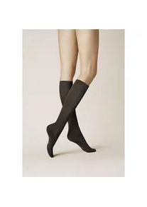 Kniestr&uuml;mpfe Kunert "Kniestrumpf Fly&Care", Damen, Gr. 39-40, braun (braun, meliert 8210), Obermaterial: 60% Baumwolle CO. 35% Polyamid PA. 5% Elasthan EL., Socken Kniestr&uuml;mpfe