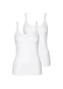 Achseltop LISCA "2er Pack Damen Tr&auml;gerhemd Kaia", Damen, Gr. L, N-Gr, wei&szlig;, Obermaterial: 90% Baumwolle CO. 10% Elasthan EL., Unterhemden