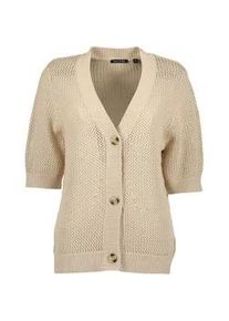 Strickjacke Blue Seven "Blue Seven Strickjacke kurzarm", Damen, Gr. 44, 0430, kiesel, 50% Polyacryl, 50% Baumwolle, Basic, regular fit, V-Ausschnitt, Strickjacken Strickjacke