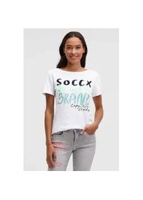 Rundhalsshirt SOCCX, Damen, Gr. XXL, wei&szlig;, Web, Material: 100% Baumwolle, bedruckt, regular fit normal, U-Boot-Ausschnitt, eingesetzt gerader Abschluss, Shirts Rundhalsshirt, aus Baumwolle