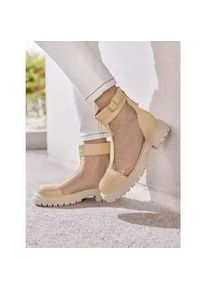 Stiefelette Heine, Damen, Gr. 36, beige, Mesh, Synthetik, Schuhe Stiefelette
