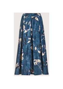 Madeleine Mode Midirock MADELEINE "Samtrock Eleganter Midirock mit floralem Design", Damen, Gr. 38, blau (tintenblau, multicolor), Obermaterial: 100% Polyester PES., Modern, R&ouml;cke, Samtrock in Midil&auml;nge mit floralem Print