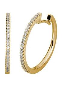 Paar Creolen LYOMI "585/- Gelbgold 46 synth. Diam. 0,34ct.", gelb, wei&szlig;, Ohrringe, Damen, one-size, 0,34 VS = sehr kleine Einschl&uuml;sse, Gold