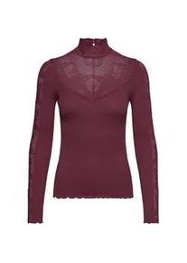 Langarmshirt rosemunde "Beatha silk shirt", Damen, Gr. XS, lila (beere), Web, Obermaterial: 55% Seide, 45% Baumwolle, unifarben, figurbetont h&uuml;ftlang, ohne Ausschnitt, Shirts Langarmshirt, mit Spitze, langen &Auml;rmeln, weicher Seidenmix