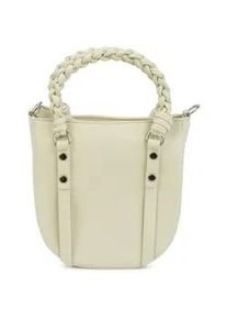 Schultertasche Harpa "HAYA", Damen, Gr. B/H/T: 19cm x 20cm x 19cm, altwei&szlig;, Polyurethan (PU), unifarben, Taschen Schultertasche, in abgerundeter Form mit geflochtenem Henkel