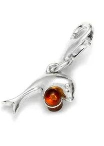 Kettenanh&auml;nger OSTSEE-SCHMUCK "- Delphin - Silber 925/000 - Bernstein" Gr. 23, silber (silber 925, silberfarben, wei&szlig;), Schmuckanh&auml;nger, Damen, Silber 925 (Sterlingsilber), Kettenanh&auml;nger