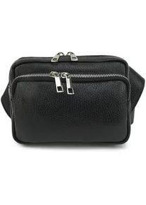 Schultertasche Harpa "THEA", Damen, Gr. B/H/T: 6,5cm x 16cm x 23cm, schwarz, Leder, unifarben, Taschen Schultertasche, mit seperatem Seitenfach