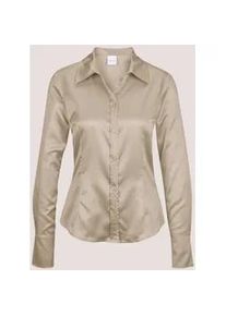 Madeleine Mode Hemdbluse MADELEINE "Bluse Hemdbluse mit gl&auml;nzendem Finish", Damen, Gr. 48, grau (kiesel), Obermaterial: 75% Baumwolle CO. 22% Polyamid PA. 3% Elasthan EL., Modern, tailliert, Blusen Hemdbluse, Satinbluse