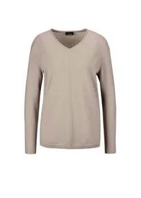 Strickpullover GOLDNER "Kurzgr&ouml;&szlig;e Basicpullover mit V-Ausschnitt", Damen, Gr. 22, beige (sand), Obermaterial: 100% Kaschmir WS., Rippe, Pullover Strickpullover, Aufwendig in Form gestrickt