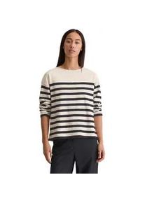 Marc O'Polo Langarmshirt MARC O'POLO "aus garngef&auml;rbtem Heavy-Slub-Jersey", Damen, Gr. XS, dunkelblau, Obermaterial: 100% Baumwolle, gestreift, Basic, loose fit, Rundhals, normaler Saum, Shirts Langarmshirt