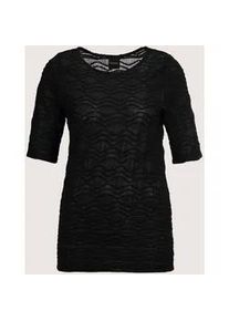 Madeleine Mode Kurzarmshirt MADELEINE "Strukturshirt Viskoseshirt mit Rundhalsausschnitt", Damen, Gr. 34, schwarz, Obermaterial: 77% Polyester PES. 20% Viskose CV. 3% Elasthan EL., Modern, normal, Shirts