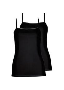 Achseltop LISCA "2er Pack Damen Tr&auml;gerhemd Emma", Damen, Gr. L, N-Gr, schwarz, Obermaterial: 45% Baumwolle CO. 45% Modal CMD. 10% Elasthan EL., Unterhemden