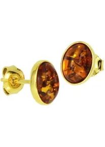 Paar Ohrstecker OSTSEE-SCHMUCK "- Classic 8 x 6 mm - Silber 925/000, vergoldet - Bernstein" Gr. 9, gold (goldfarben, gelb), Ohrringe, Damen, Silber 925 (Sterlingsilber)