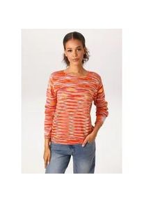 Strickpullover Aniston CASUAL, Damen, Gr. 38, orange, rot, gelb, flieder, t&uuml;rkis, wollwei&szlig;, Feinstrick, Obermaterial: 28% Polyacryl, 28% Polyester, 22% Polyamid, 22% Viskose, gemustert, gestreift, l&auml;ssig geschnitten h&uuml;ftlang, Rundhals, Rippstrickb&uuml;ndchen, Pullover Strickpullover, aus farbenfrohen Effektgarn - jedes Teil ein Unikat - NEUE KOLLEKTION