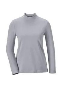 Longpullover GOLDNER "Stehkragenshirt mit Langarm", Damen, Gr. 50, grau (silbergrau), Obermaterial: 92% Baumwolle CO. 8% Elasthan EL., Sonstiges, Pullover Longpullover, Ohne