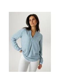 Schlupfbluse Aniston SELECTED, Damen, Gr. 46, hellblau, sand, wei&szlig;, Web, Obermaterial: 100% Viskose, bedruckt, gemustert, l&auml;ssig geschnitten h&uuml;ftbedeckend, V-Ausschnitt, mit Knopf B&uuml;ndchen, Blusen Schlupfbluse, mit modischer Kettenmusterung- NEUE KOLLEKTION, Topseller