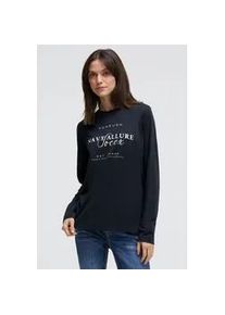 Langarmshirt SOCCX, Damen, Gr. M, blau, Single Jersey, Material: 100% Baumwolle, bedruckt, regular fit normal, Rundhals, eingesetzt gerader Abschluss, Shirts Langarmshirt, aus Baumwolle