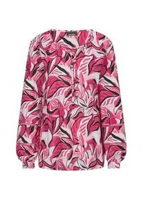 Kurzarmbluse GOLDNER "Viskosebluse mit floralem Muster", Damen, Gr. 40, pink, gemustert, Obermaterial: 100% Viskose CV., figurumspielend, Blusen, Spitzenb&auml;nchen im &Auml;rmel