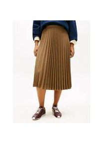 Plisseerock Tommy Hilfiger "FLUID PLEATED PULL ON MIDI SKIRT", Damen, Gr. 42, nordic taupe, Web, Obermaterial: 100% Polyester, unifarben, regular fit wadenlang, R&ouml;cke