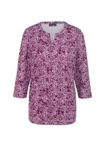 3/4-Arm-Shirt GOLDNER "Raffiniertes Druckshirt mit 3/4-Arm", Damen, Gr. 40, lila (aubergine, flieder, gemustert), Obermaterial: 95% Polyester PES. 5% Elasthan EL., Tubular, Shirts 3/4-Arm-Shirt, Farbharmonisches Minimaldessin