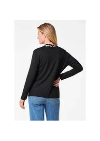 Print-Shirt GOLDNER "Druckshirt mit anschmiegsamem Stehkragen", Damen, Gr. 46, schwarz (schwarz, dunkelrot, gebl&uuml;mt), Obermaterial: 95% Viskose CV. 5% Elasthan EL., Tubular, Shirts, Sch&ouml;ner, floraler Frontprint