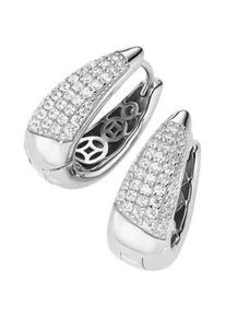 Paar Creolen "ovale Form, mit Zirkonia, Silber 925", silber, Giorgio Martello MILANO, Ohrringe, Damen, Silber 925 (Sterlingsilber)