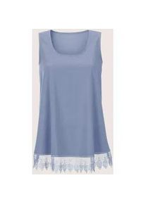 Madeleine Mode Blusentop MADELEINE "Blusentop Top mit Spitze", Damen, Gr. 40, blau (stahlblau), Obermaterial: 100% Polyester PES., Modern, normal, Blusen Blusentop