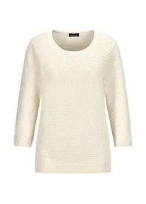 Rundhalspullover GOLDNER "Kurzgr&ouml;&szlig;e Halbarm Baumwollpullover mit Struktur", Damen, Gr. 23, wei&szlig; (cremewei&szlig;), Obermaterial: 100% Baumwolle CO., Modisch, Pullover Rundhalspullover, Rundhalsausschnitt