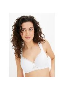 Schalen-BH bonprix, Damen, Gr. 95, Cup E, wei&szlig;, Obermaterial: 80% Polyamid, 20% Elasthan. Spitze: 90% Polyamid, 10% Elasthan, BHs Schalen-BH, mit femininer Spitze, mit gepolsterten Tr&auml;gern