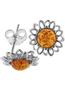 Paar Ohrstecker OSTSEE-SCHMUCK "- Bl&uuml;te 12 mm - Silber 925/000 - Bernstein" Gr. 12, silber (silber 925, silberfarben, wei&szlig;), Ohrringe, Damen, Silber 925 (Sterlingsilber)