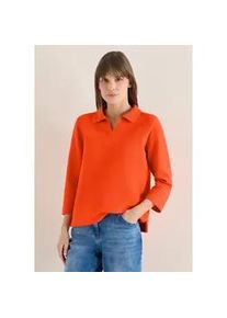 Poloshirt Cecil, Damen, Gr. XL (44), cherry tomato orange, Web, 95% Baumwolle, 5% Elasthan, unifarben, comfort fit normal, hoch geschlossener Ausschnitt, normaler Saum, Shirts, mit 3/4 &Auml;rmeln