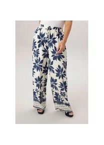 Schlupfhose ANISTON PLUS, Damen, Gr. 54, N-Gr, wei&szlig;, marine, Web, Obermaterial: 100% Viskose, bedruckt, gemustert, figurumspielend kn&ouml;chellang, Hosen Schlupfhose, mit gro&szlig;fl&auml;chigen Bl&auml;ttern bedruckt - NEUE KOLLEKTION