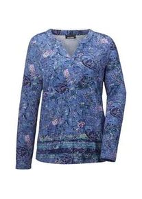 Print-Shirt GOLDNER "Kurzgr&ouml;&szlig;e Elegantes Blusenshirt, Paisley-Design", Damen, Gr. 24, blau (blau, gemustert), Obermaterial: 95% Viskose CV. 5% Elasthan EL., figurumspielend, Gerade, Shirts, keine/nicht relevant