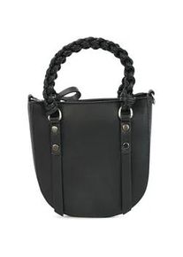 Schultertasche Harpa "HAYA", Damen, Gr. B/H/T: 19cm x 20cm x 19cm, schwarz, Polyurethan (PU), unifarben, Taschen Schultertasche, in abgerundeter Form mit geflochtenem Henkel