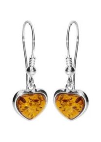 Paar Ohrh&auml;nger OSTSEE-SCHMUCK "- Herz 11 mm - Silber 925/000 - Bernstein" Gr. 29, silber (silber 925, silberfarben, wei&szlig;), Ohrringe, Damen, Silber 925 (Sterlingsilber)