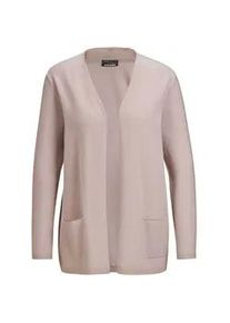 Strickjacke GOLDNER "Kurzgr&ouml;&szlig;e Cardigan in langer offener Form", Damen, Gr. 20, beige (sand), Obermaterial: 100% Kaschmir WS., figurumspielend, Rippe, Pullover Strickjacke, Aufwendig in Form gestrickt