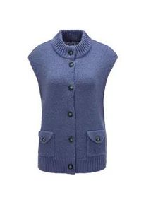 Strickjacke GOLDNER "Strickweste mit aufgesetzten Taschen", Damen, Gr. 44, blau (schieferblau), Obermaterial: 100% Polyacryl PAN., gerade, keine/nicht relevant, Strickjacken Strickjacke, keine/nicht relevant